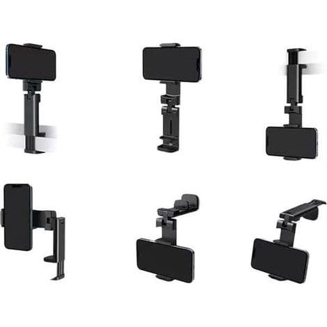 Sæt med 2 foldbare telefonholdere – 360° rotation – Universalholder til skrivebord, tog, fly og bord – Kompakt – Sort