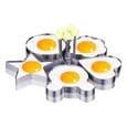 Non-stick omelettform med 5 former og håndtak, eggering, pannekakeform i rustfritt stål, omelettform