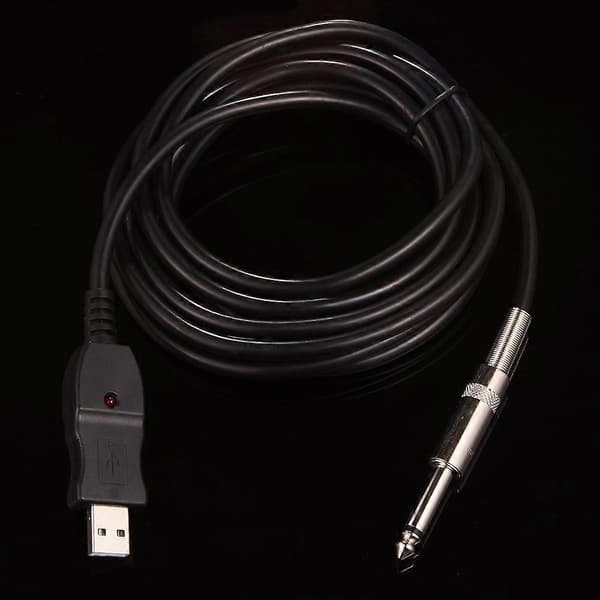 Gitarr till PC USB Inspelningskabel Adapter Konverter Anslutningsgränssnitt 6.5mm