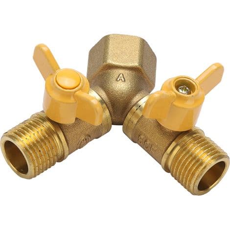 Messing dobbelt haneadapter G1/2 til havevanding, dobbelt slangetilslutning
