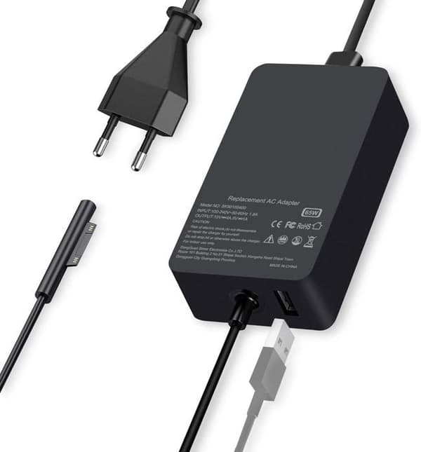 65W laturi, yhteensopiva Surface Pro 3/4/5/6/7, Surface Go 2/1, Microsoft Surface Book/Notebook/Tablet, USB
