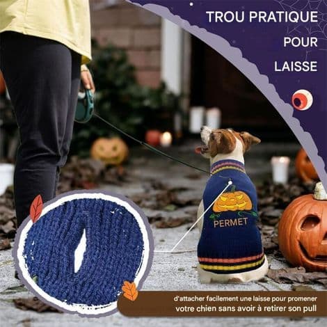 Halloween Pumpa Hundtröja, Marinblå Hög Hals