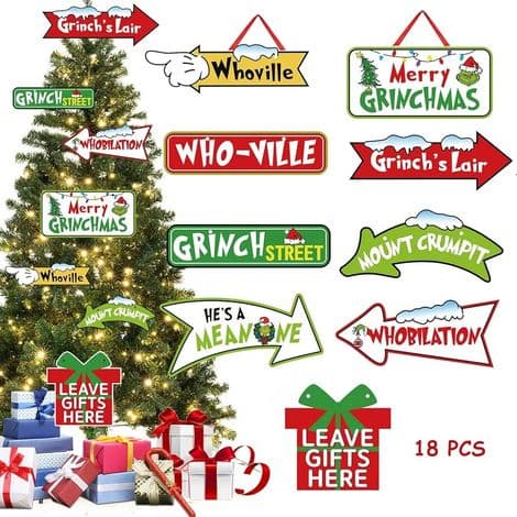 Bestselgende Grinch julepynt, Grinch dekorative paneler, julepynt, festutstyr