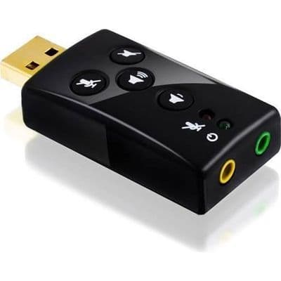 USB 7.1 ljudkort - CSL - Dynamiskt 3D Surround - Funktionsknappar - Plug-and-Play - Svart