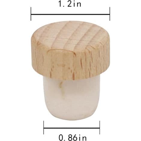 Återanvändbara T-formade flaskproppar – 3 × 2,2 cm, tillverkade av trä och gummi, lämpliga för vin- och ölflaskor.