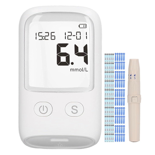 Hemoglobinmätare Hemoglobintestare Hemoglobintestkit Glukometer för att mäta blodsocker, 50 testremsor + 50X nålar