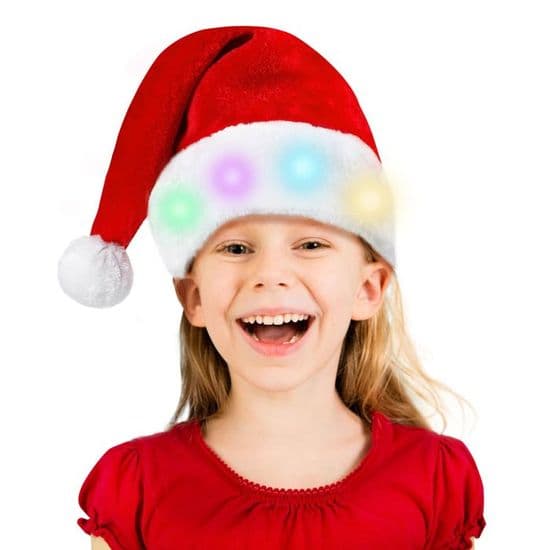 Julhatt - LED-hatt - Röd plysch - Unisex - 45 cm