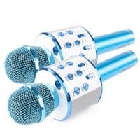 Karaokemikrofon - MAX - KM01 - Bluetooth - Innebygd høyttaler - Rosa og blå