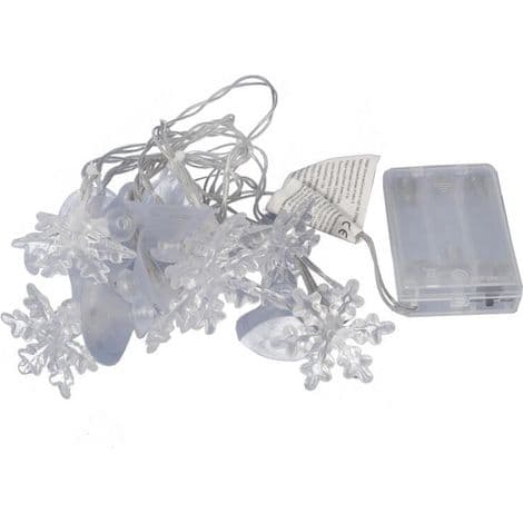 Set med LED-julgransbelysning med snöflingor och sugkoppar - Batteridriven
