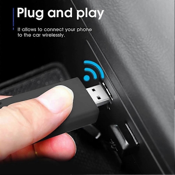 Trådbunden till trådlös CarPlay-adapter för iPhone, trådlös CarPlay-dongel USB-adapter Plug and Play Bluetooth-kompatibel