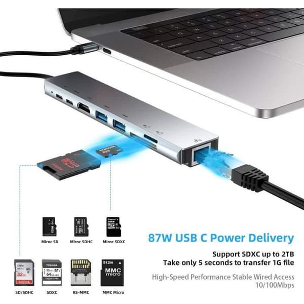 USB 3.0-hubb - ZGEER - 7 portar - Plug & Play - Stabil och säker