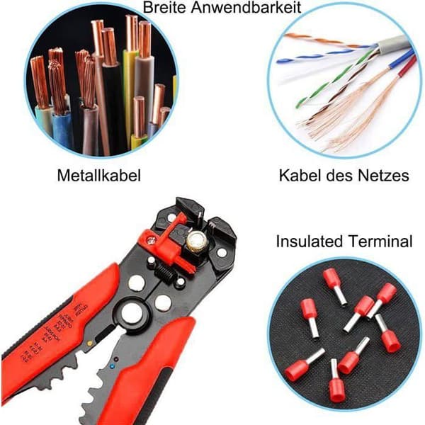 Trådstripper, Automatisk Trådstripper, Stripper, Kutter, Krymper 3 i 1, Rød