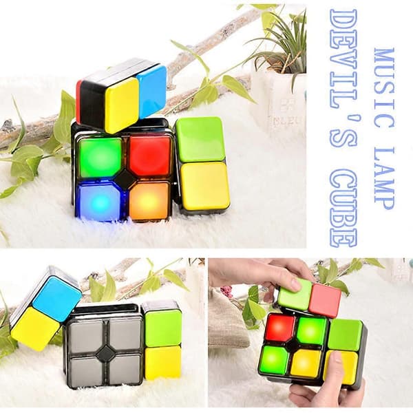 LED Magisk Musik Cube Flip Slide Cube Lys Multiplayer Puslespil Legetøj 4 Spiltilstande Børn Julegave