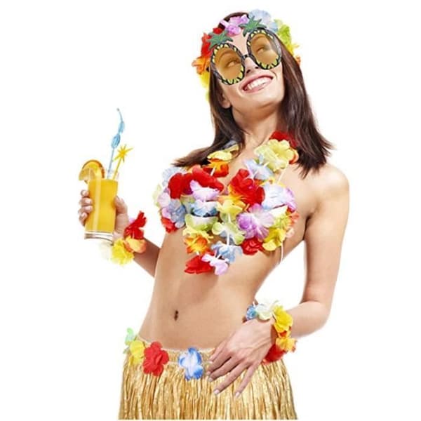 Hawaii Kostume - Uspecificeret - 8 i 1 - Guld - Fest - Stranddans
