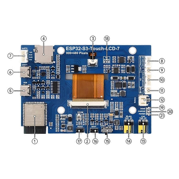 ESP32 S3 No Touch LCD 7 Tum Kapacitiv Skärm 800x480 Utvecklingskort Xtensa LX7 WiFi BT