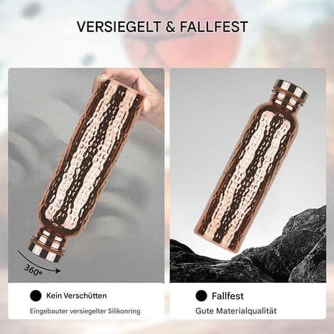 Tiivis ja eristetty kuparipullo - 800 ml - Pullo