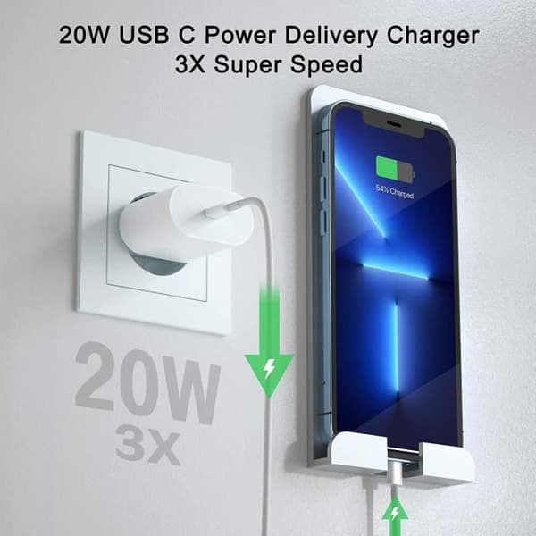 iPhone snabbladdare USB C-laddare med 1M kabel 20W PD 3.0 snabbkontakt Typ C väggströmadapter USB C[367]