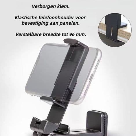 Sæt med 2 foldbare telefonholdere – 360° rotation – Universalholder til skrivebord, tog, fly og bord – Kompakt – Sort