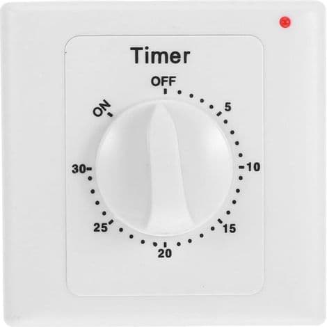 60-minutters nedtællingstimerkontakt, vandtæt til badeværelse, ventilator og belysning