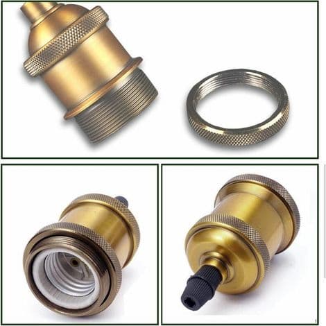 12 E27 Edison-stil retro skruefatninger og LED-adaptere til gør-det-selv pendellamper - Antik Bronze