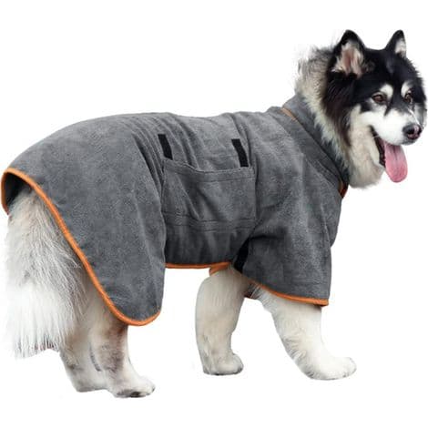 Hundebadekåbe/håndklæde, lavet af hurtigtørrende og ultra-absorberende mikrofiber, ideel til hurtig tørring af kæledyr (L)