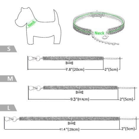 Elastisk kæledyrshalsbånd med rhinsten, til små hunde (255cm). - Hvid