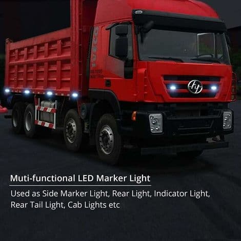 Sett med 6 LED sidemarkeringslys for bil, tilhenger, bobil, campingvogn, sykkel, motor