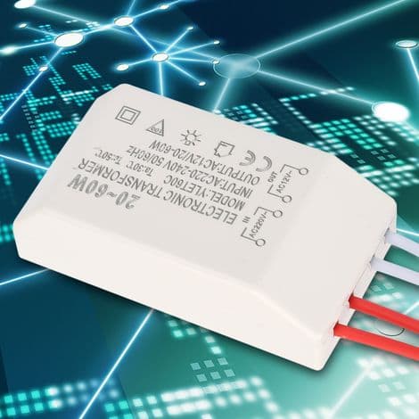 220V til 12V AC Elektronisk Transformer, 20-60W Smart Strømforsyning til LED Belysning