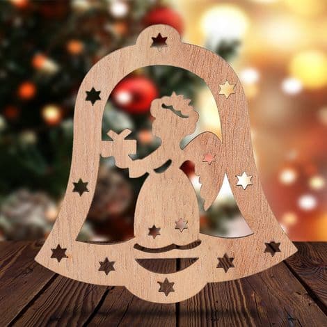 12-delte juleophæng i træ: Julemand, engel, snemand, DIY bryllupspynt