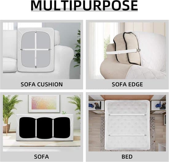 6-pack justerbara 35-100 cm elastiska täcke-/lakanhållare - vita