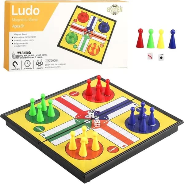 Magnetisk Foldbart Ludo Sæt til Fester – Bærbart, Foldbart Brætspil; Pædagogisk Legetøj til Børn og Studerende