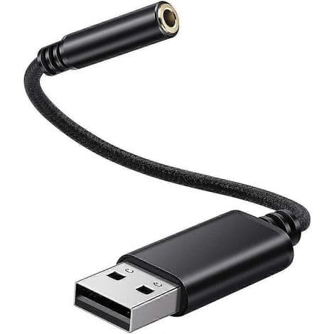 USB til 3,5 mm lydjackadapter for PC og andre enheter (18 cm, svart)