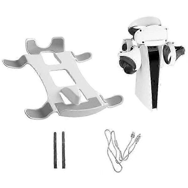 Förvaringsfäste för PSVR2 Spelkonsol Headset Monteringsställ med 2 i 1 Laddningskabel för PS VR2 VR A