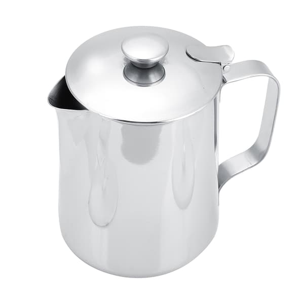 Melkeskummer i rustfritt stål med lokk for Latte Coffee Art (600 ml)