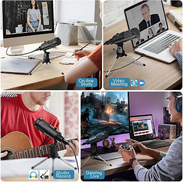USB Datormikrofon för Laptop MAC och Windows Plug and Play Kardioid Mikrofon för Sång Röstinspelningar Sändning Skype