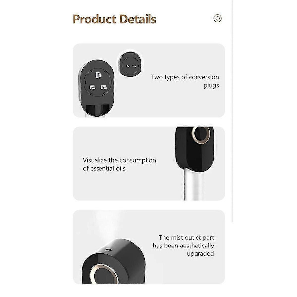 Eterisk olja aromaterapi för kontor hem bärbar elektrisk aromspridare Bluetooth-kontroll (Svart) bs