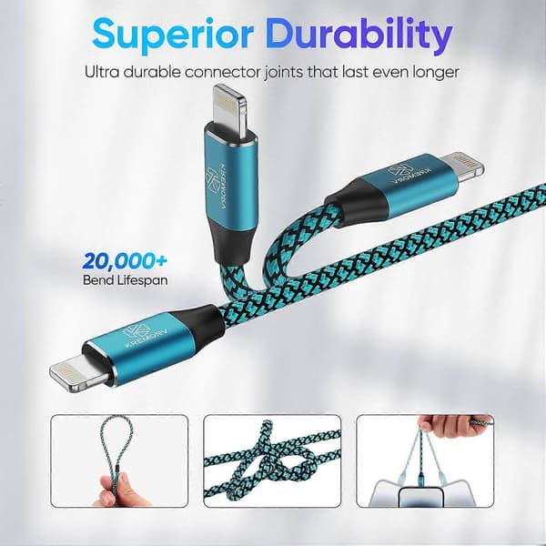 iPhone Laddare 5-pack 3m USB Lightning Datakabel Apple Mfi Certifierad Datakabel Snabbladdningskabel Nylonflätad Kompatibel med iPhone 14 1