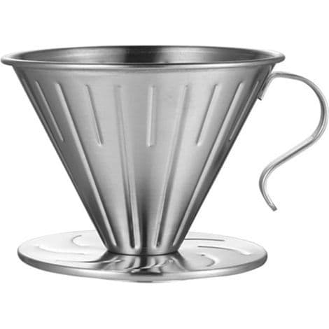 V-formet kaffefilter i rustfritt stål, kaffetrakt, for manuell brygging, hellende kaffekopp (stor størrelse).