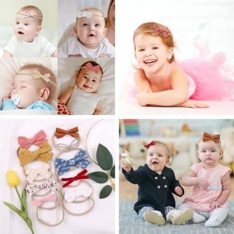 Babyhårband, flickfrisyrrosetter hårband, knutna hårband, elastiska hårband, för nyfödda, spädbarn, småbarn