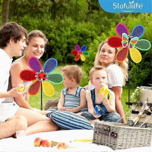 4 stk. vindmøller for hage, blomsterregnbue, plen vindmøller