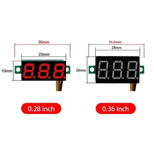 Mini LED Digital Voltmeter Måler DC 4-30V 0,28 Tommer 3 Ledninger DC 0-100V Volt Voltmeter Måler Test C to ledninger DC3.5-32V -AOAE2026