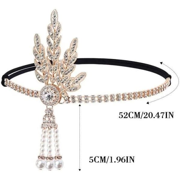 Pannband - The Great Gatsby - Guld - Strass - Pärlor - Tofs