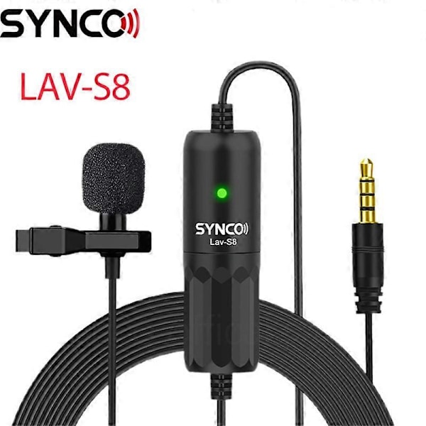 SYNCO LAV-S8 Slagmikrofon Professionell 3.5mm TRRS/TRS Trådbunden Audio Lavalier Kondensatormikrofon Mic VS BOYA BY-M1 Toppengåva