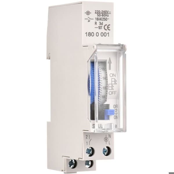 24-timers mekanisk timer, 15-minutters minimumstimer, indbygget batteri, SUL180a AC220-240V Grå