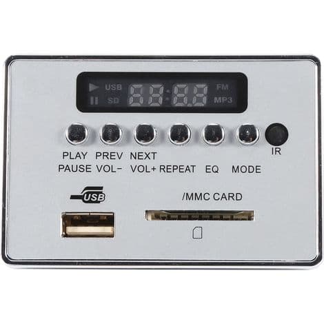 Bluetooth MP3-lydmodul med USB-afspiller, FM-radio og indbygget hukommelse (sølv)