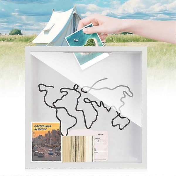 1 stk. Adventure Archive Box, Travel Shadow Box, Ticket Shadow Box med slids, Memory Boxes til Keepsa jn