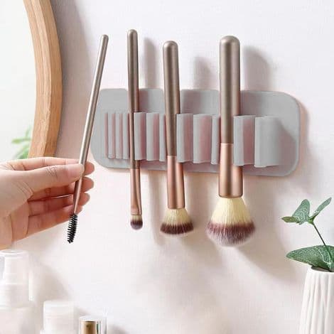 Makeupbørste tørrestativ (1 stk.), makeup tilbehørsorganisator med sugekop - vægmontering, 20,7 cm lang x 7 cm bred
