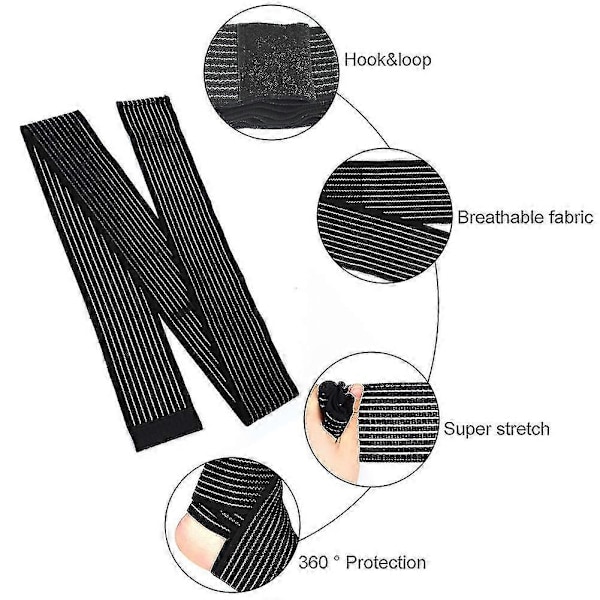 Svart Hög Elasticitet Vad Lårstöd Knäskydd Kompressionslinda Stödbandage