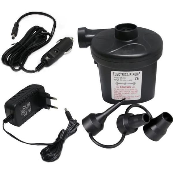Elektrisk pumpe - Home-N DC12V/AC 230V - Oppblåser/Tømmer - 3 dyser - Camping