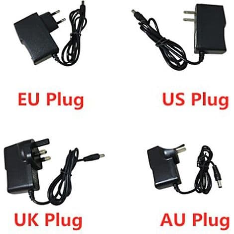 12V AC-adapter (1A, 2A, 3A, 4A, 5A, 6A, 8A, 10A) for LED-strips, sikkerhetskameraer, rutere, 5,5 x 2,1-2,5 mm hannkontakt